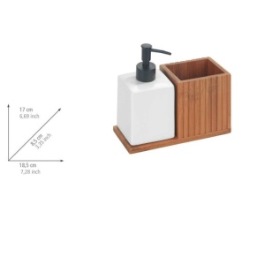 Dispenser detergent lichid de vase cu suport de ustensile din bambus 18,5x8,5x17 cm Wenko Mera - 54944100 - Img 2
