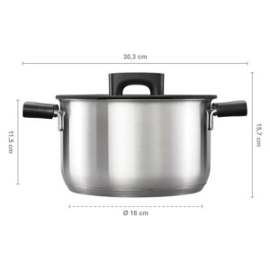 FISKARS Oala cu capac, din otel inoxidabil, fara acoperire antiaderenta, Fiskars Hard Face, 3.5 l, 20 cm - 1052240