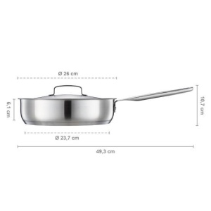 FISKARS Tigaie cu capac, din otel inoxidabil, antiaderenta, Fiskars All Steel, Ø 26 cm - 1064746 - Img 3