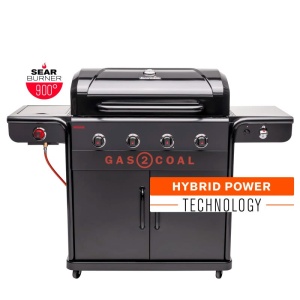 Gratar pe gaz si carbuni hibrid Char-Broil Gas2Coal 2.0 440 Special Edition, plita si sear burner - 140995