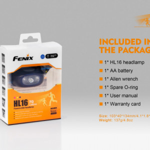 Lanterna frontala Fenix HL16 70 lumeni 35 metri pachet