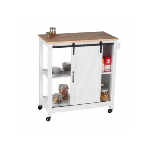 Mini bar alb cu 3 rafturi si usa, MDF si lemn, 80 x 88,5 x 40 cm, Wenko Country House - 54130100