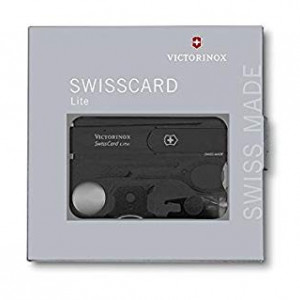 Multifunctional Victorinox SwissCard Lite, negru transparent - 0.7333.T3 in cutie