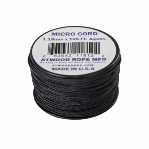 Paracord Micro Cord Atwood Rope MFG Black 38m - CD-MC1-NL-01