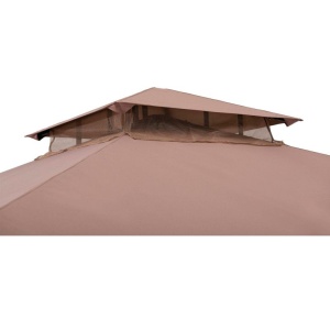 Pavilion gazebo din otel pentru gratar cu copertina Sunjoy LAURO 340cm x 340cm negru/bej - A101011900 - Img 8