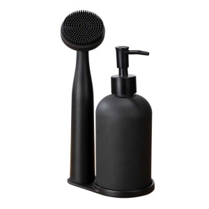 Set dispenser sapun lichid si perie pentru bucatarie Wenko Black Outdoor Kitchen Piedo - 55077100