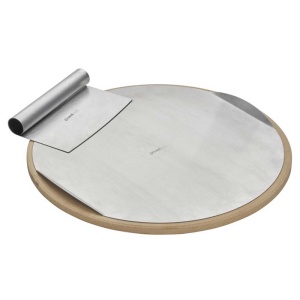 Set pizza piatra 33 cm, foaie inox 31 cm si feliator Grandhall - A06619033M