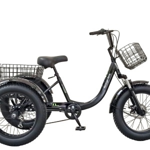Tricicletă adulți BR Pro2025, 20", 7 viteze, frâne pe disc, cadru din oțel 15", negru