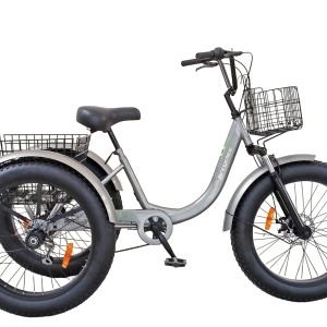 Tricicletă adulți BR Pro2025, 24", 7 viteze, frâne pe disc, cadru din oțel 15", gri