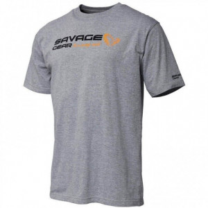 Tricou Savage Gear Signature Logo Grey Melange 