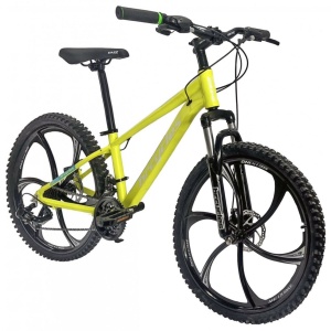 Bicicleta BR Tornado ProMG 26", jante MAGNEZIU, 21 viteze, frane pe disc, cadru din aluminiu 13.5", manete secventiale, galben - Img 2