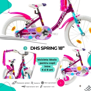 Bicicleta Copii DHS Spring - 18 Inch, Mov - Img 4