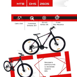 Bicicleta Mtb Dhs 2605 - 26 inch, M, Negru/Violet - Img 3