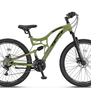 Bicicleta MTB-FS 27.5" UMIT Stallion 2D, cadru otel 16", frane disc, 21 viteze, verde