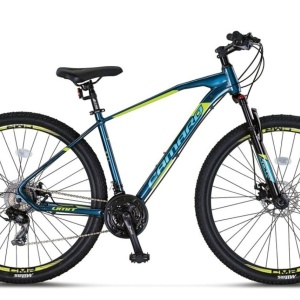 Bicicleta MTB-HT 27.5" UMIT Camaro 2D, cadru aluminiu 16", manete secventiale, frane disc, 21 viteze, albastru/lime