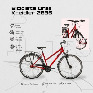 Bicicleta Oras Kreidler 2836 - 28 inch, L, Rosu - Img 4