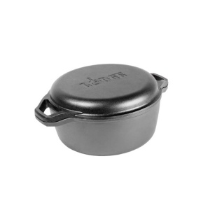 Ceaun din fonta cu capac tip tigaie grill - cuptor olandez Lodge Chef Collection 30,5 cm 5,6 litri - L-C6DD