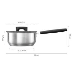 FISKARS Cratita cu capac, din otel inoxidabil, fara acoperire antiaderenta, Fiskars Hard Face, 1.8 l, 18 cm - 1052239