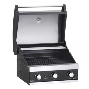Gratar pe gaz cu 3 arzatoare din inox, incastrabil, gratare din fonta, Grand Hall Premium GT3 -  K03000196A capac deschis