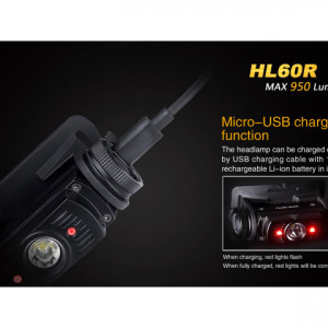 Lanterna frontala Fenix HL60R Raincarcabila 950 lumeni 116 metri 3