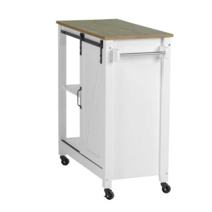 Mini bar alb cu 3 rafturi si usa, MDF si lemn, 80 x 88,5 x 40 cm, Wenko Country House - 54130100 - Img 8