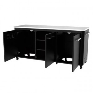 Modul bucatarie de exterior cu 3 usi, spatii depozitare si blat de lucru din inox Cozze negru 180 x 60 x 90 cm 90528 3