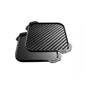 Plita din fonta cu 2 fete neteda si grill patrata Lodge 26 x 26 cm - L-SRG3