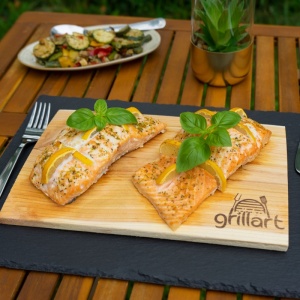 Set 2 placi din lemn de cedru XXL 30x20x1 cm pentru gatit la gratar Grillart - GA-1003-7 - Img 5
