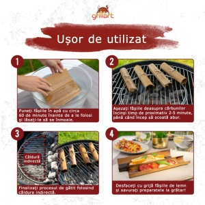 Set fasii din lemn 12 bucati 19x17 cm pentru gatit la gratar Grillart - GA-1009-1 - Img 4