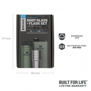 Set Stanley Butelca +4 pahare The Pre-Party Shotglass + Flask Hammertone Green - 10-01883-034 3