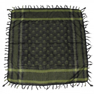 Shemagh negru olive cu pattern cranii, 100 x 100 cm, 100% bumbac MFH - OUTMA.16513B - Img 2
