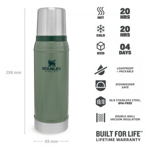 Termos Stanley The Legendary Classic Bottle Small Hammertone Green 0.75L - 10-01612-027 3