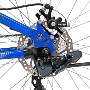 Bicicleta BR STORM 24", 21 viteze, frane pe disc, cadru otel 14", manete secventiale, albastru/verde - Img 9