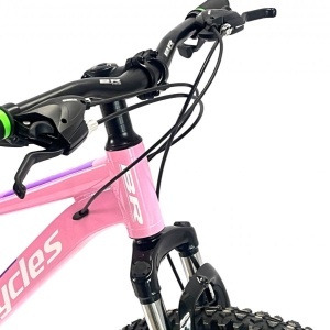 Bicicleta BR Tornado 24", 21 viteze, frane pe disc, cadru din aluminiu 13", manete secventiale, roz - Img 4