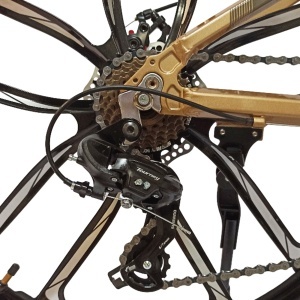 Bicicleta BR Tornado ProMG 24", jante MAGNEZIU, 21 viteze, frane pe disc, cadru din aluminiu 13", manete secventiale, maro - Img 11