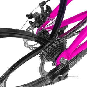 Bicicleta BR Tsunami ProMG 24", cadru otel 13", jante magneziu, manete secventiale, frane disc, 21 viteze, roz - Img 10