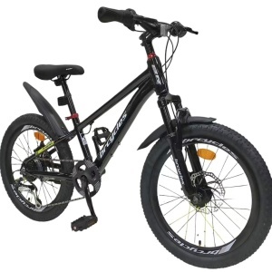 Bicicleta copii BR Tornado 20", cadru aluminiu 12", manete revoshift, frane disc, 7 viteze, negru, varsta 7-10 ani - Img 2