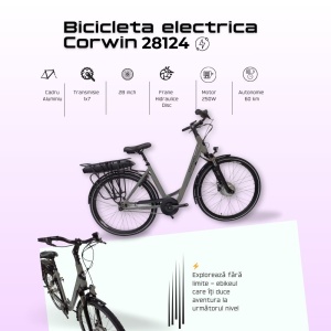 Bicicleta Electrica Corwin 28124 - 28 Inch, L, Gri - Img 3