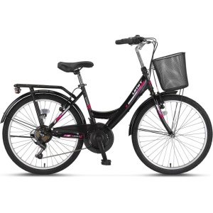 Bicicleta oras 26" UMIT Safiro, cadru otel 18", frane V-Brake, 21 viteze, negru/roz