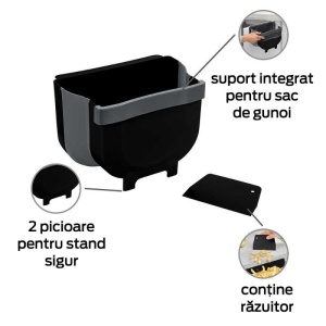 Cos de gunoi pentru usa Fago 5 litri Wenko Black Outdoor Kitchen - 55028100 - Img 4