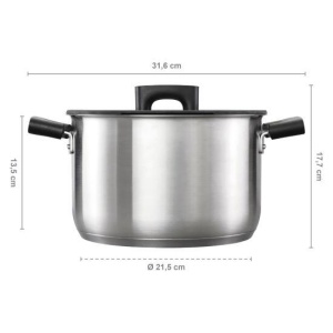 FISKARS Oala cu capac, din otel inoxidabil, fara acoperire antiaderenta, Fiskars Hard Face, 5 l, 22 cm - 1052241