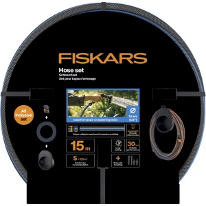 FISKARS Set furtun 15m + Conector furtun x2 + Suport fixare perete - 1027678