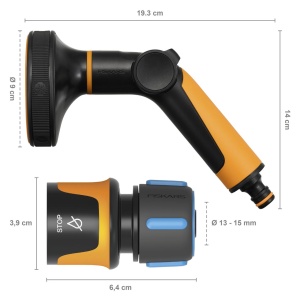 FISKARS Set pistol de stropit, jet multi + conector furtun, stop - 1065492 - Img 2