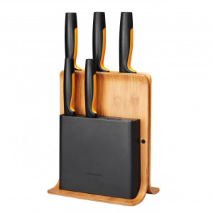 FISKARS Set suport din bambus + 5 cutite Fiskars Functional Form - 1057552