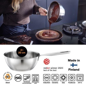 FISKARS Tigaie inalta, din otel inoxidabil, fara acoperire antiaderenta, Fiskars All Steel, Ø 20 cm - 1064748 - Img 4