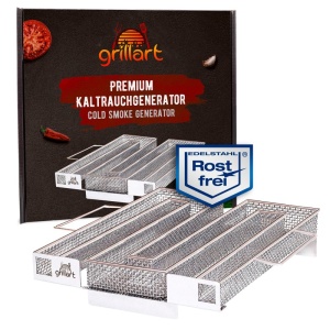 Generator premium de fum rece, fabricat din inox, 22x22x4,5 cm, Grillart - GA-1011