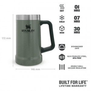 Halba Stanley The Big Grip Beer Stein Hammertone Green 0.47L - 10-02874-033 3