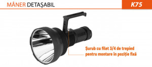 Lanterna profesionala Acebeam K75, 6300 lumeni, 2500 m + acumulator - K75-B - Img 7