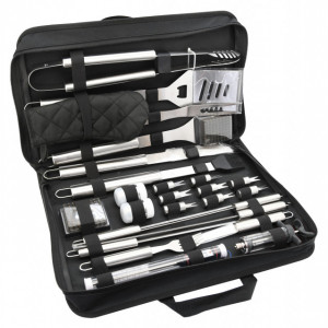 Set 27 ustensile pentru gratar Cattara, husa textila, seringa marinat, termometru - TT13102
