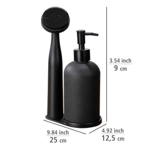 Set dispenser sapun lichid si perie pentru bucatarie Wenko Black Outdoor Kitchen Piedo - 55077100 - Img 5